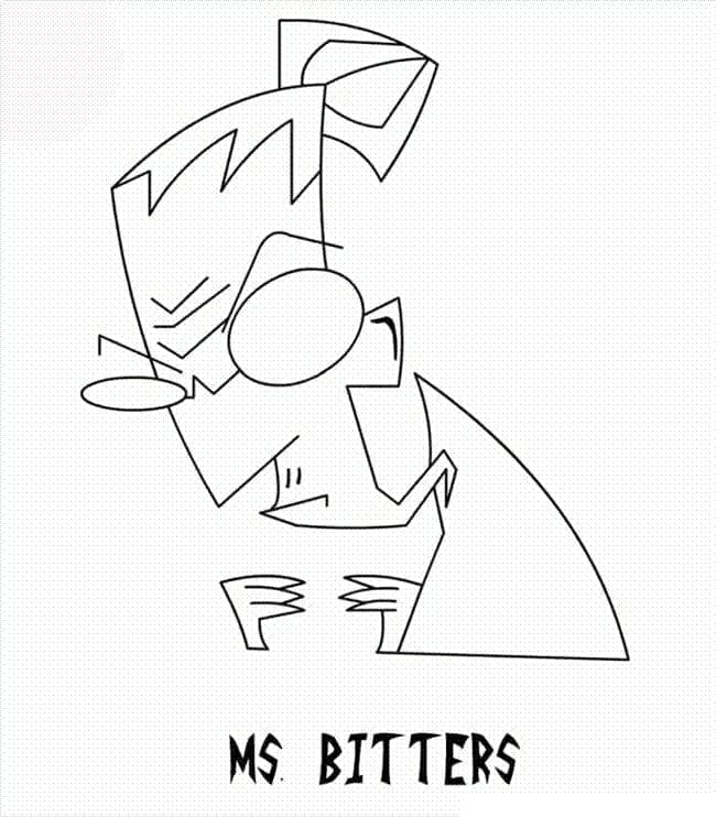 Desenho de Senhorita Bitters de Invasor Zim para Colorir e Pintar