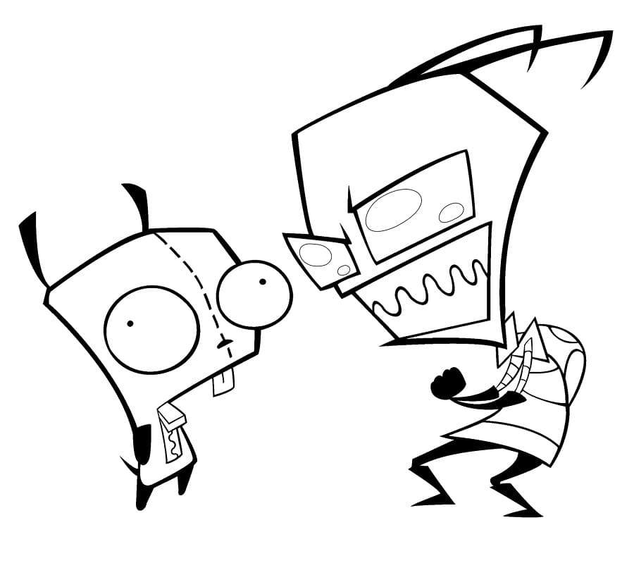 Desenho de Zim e Gir para Colorir e Pintar