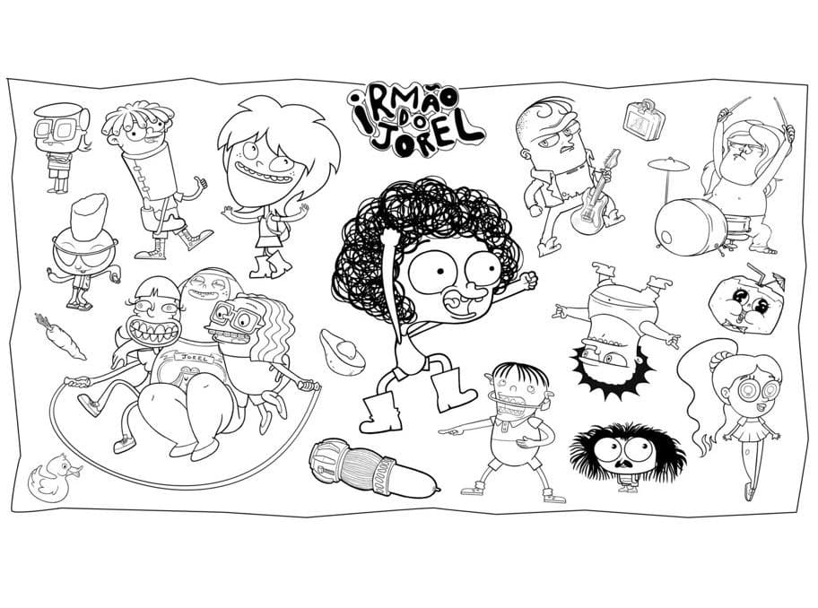 Desenho dos Personagens de Irmão do Jorel para Pintar Grátis