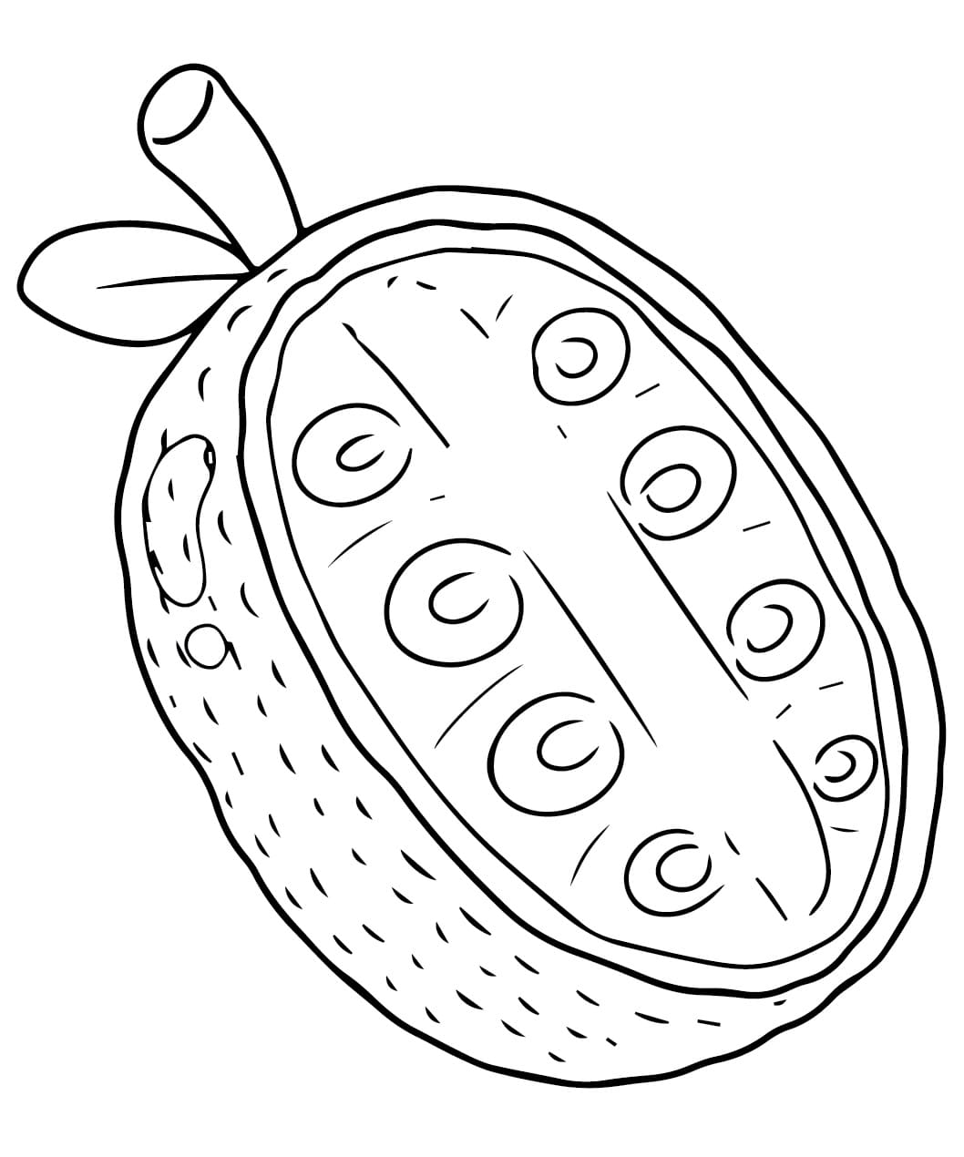 Desenho de Metade de Jaca para Colorir e Pintar