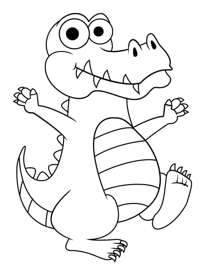 Desenho de Jacaré Alegre para Colorir e Pintar