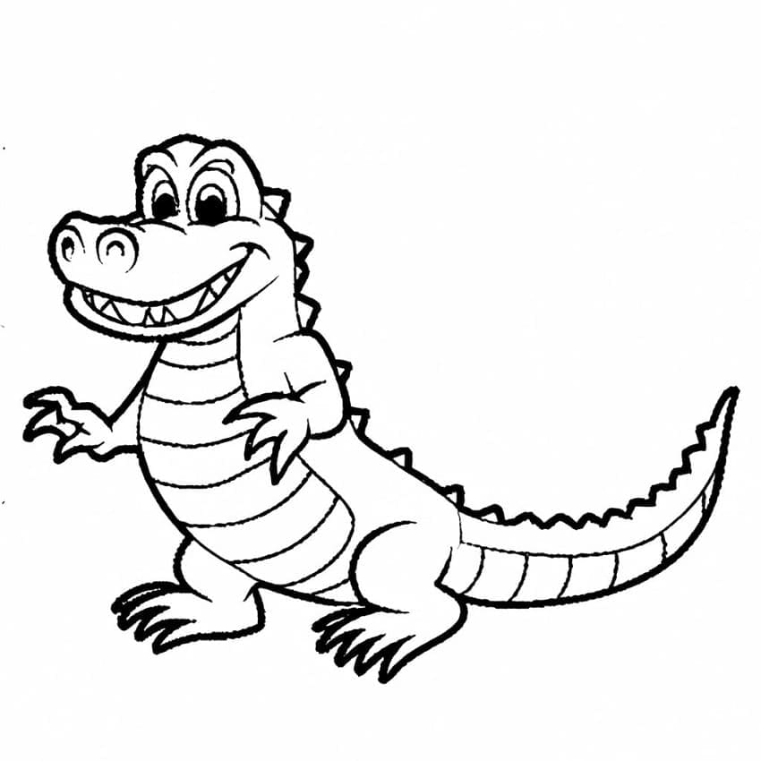 Desenho de Jacaré de Desenho Animado para Colorir e Pintar