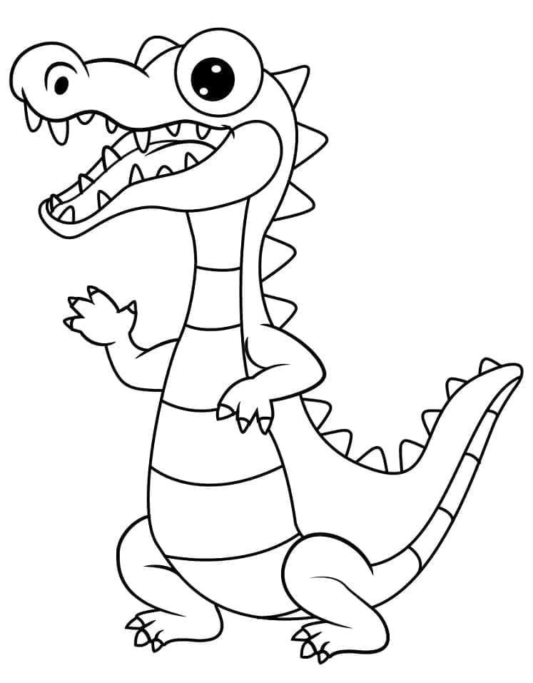 Desenho de Jacaré Hilariante para Colorir e Pintar