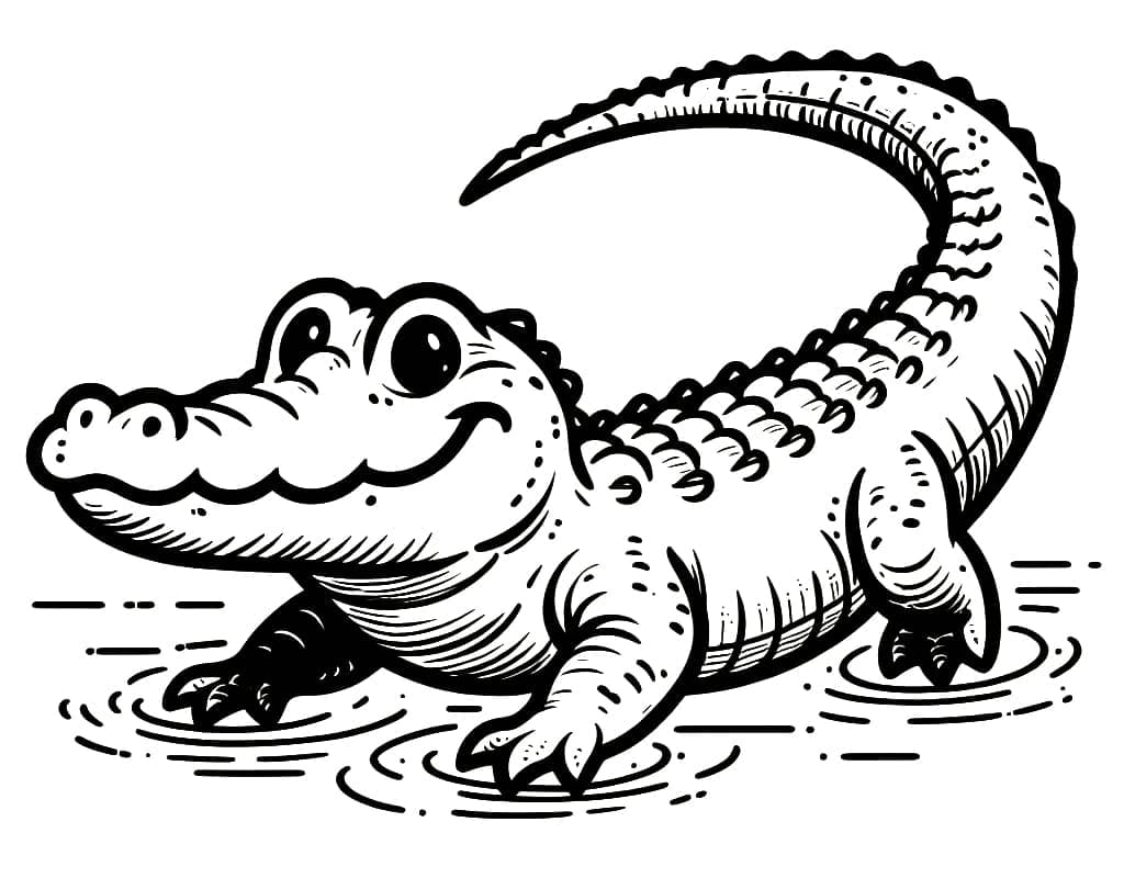 Desenho de Jacaré Imprimivel para Colorir e Pintar