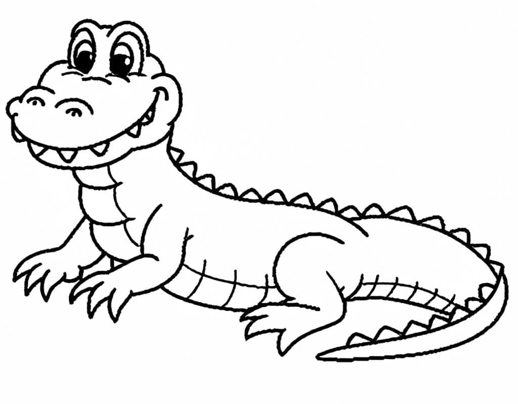 Desenho de Jacaré Sorridente para Colorir e Pintar