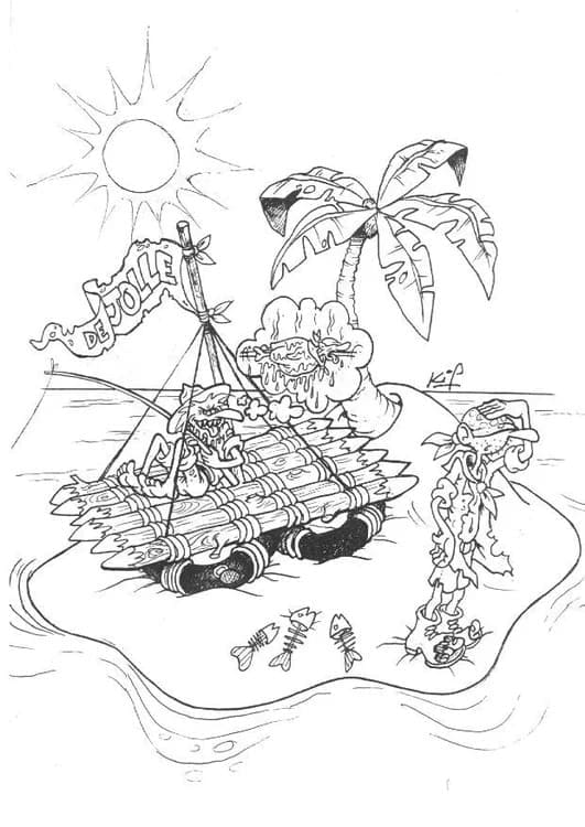 Desenho de Jangada Baixar Imprimivel e Pintar