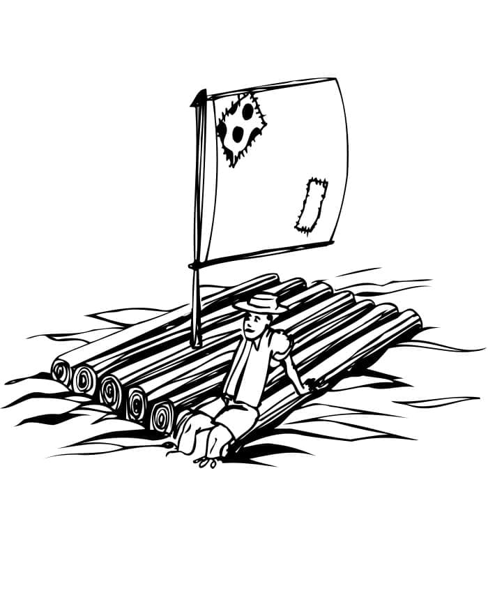 Desenho de Jangada para Colorir Desenho Educativo e Pintar