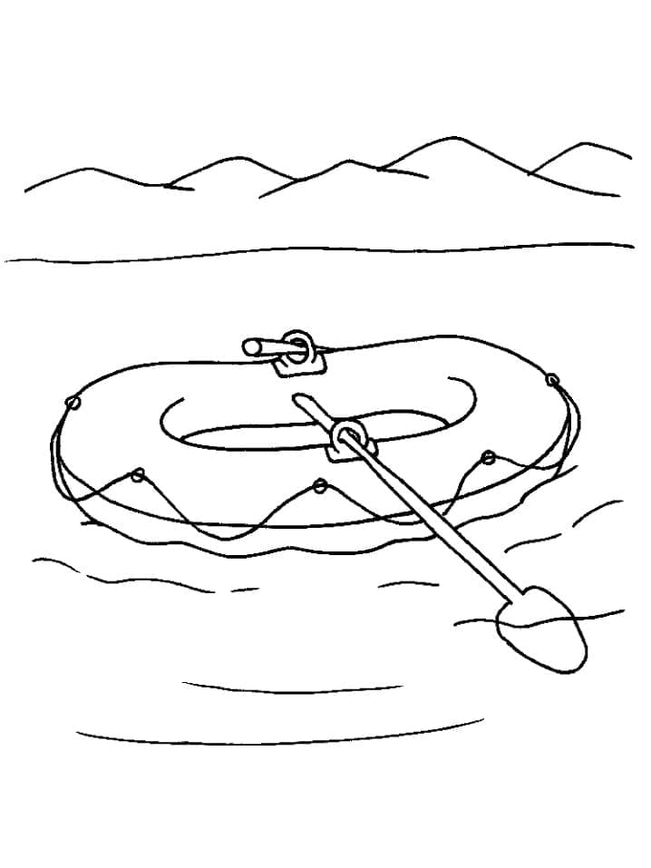 Desenho de Jangada para Colorir Infantil e Pintar