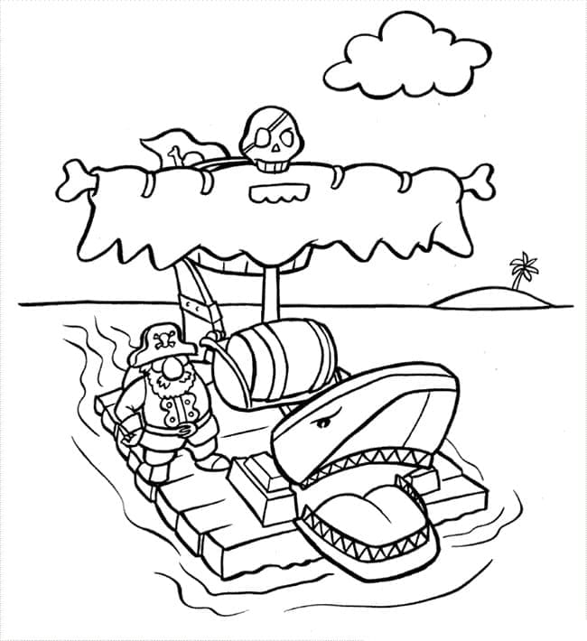 Desenho de Jangada para Colorir Pdf e Pintar