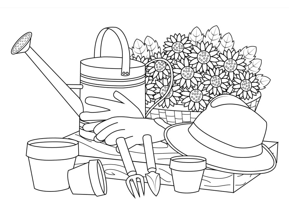Desenho de Jardim de Flores para Colorir Fácil e Pintar