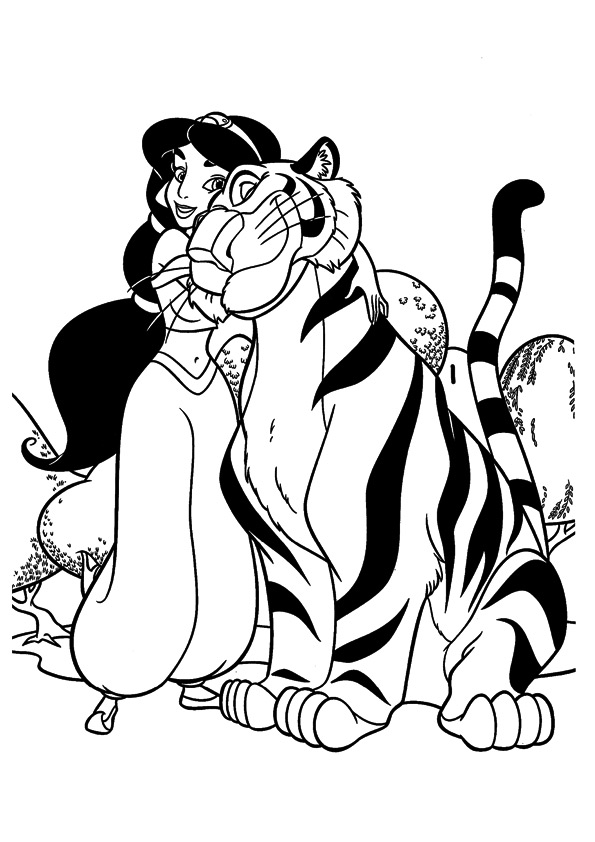 Baixar Desenho em Pdf de Jasmine com Rajah para Colorir e Pintar