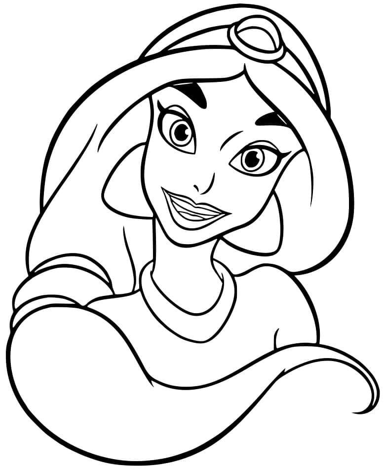 Desenho de Cara de Princesa Jasmine para Colorir e Pintar