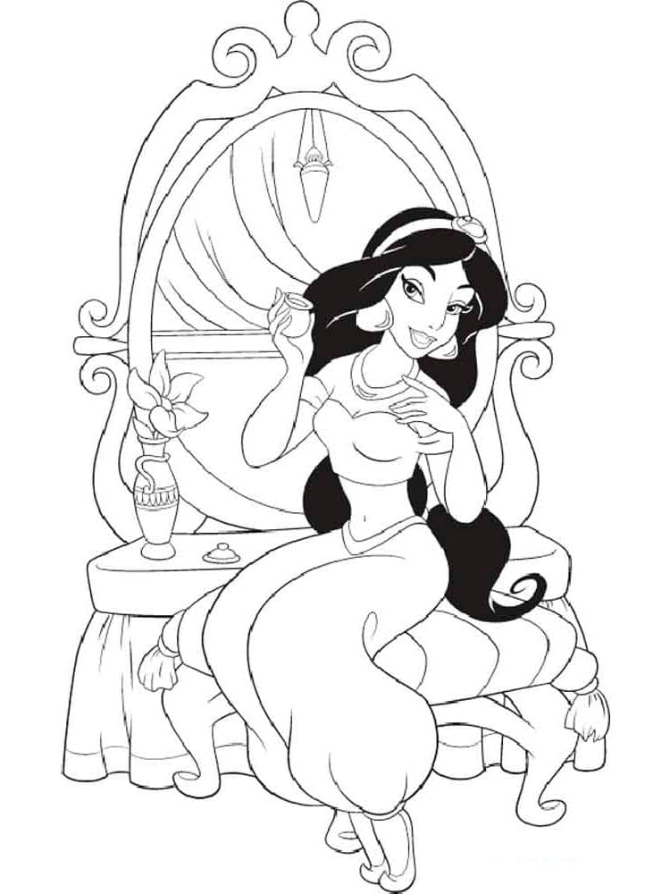 Desenho de Imagem de Princesa Jasmine para Colorir e Pintar