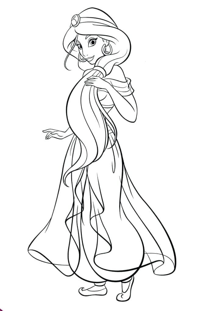 Desenho de Jasmine Fofa para Colorir e Pintar