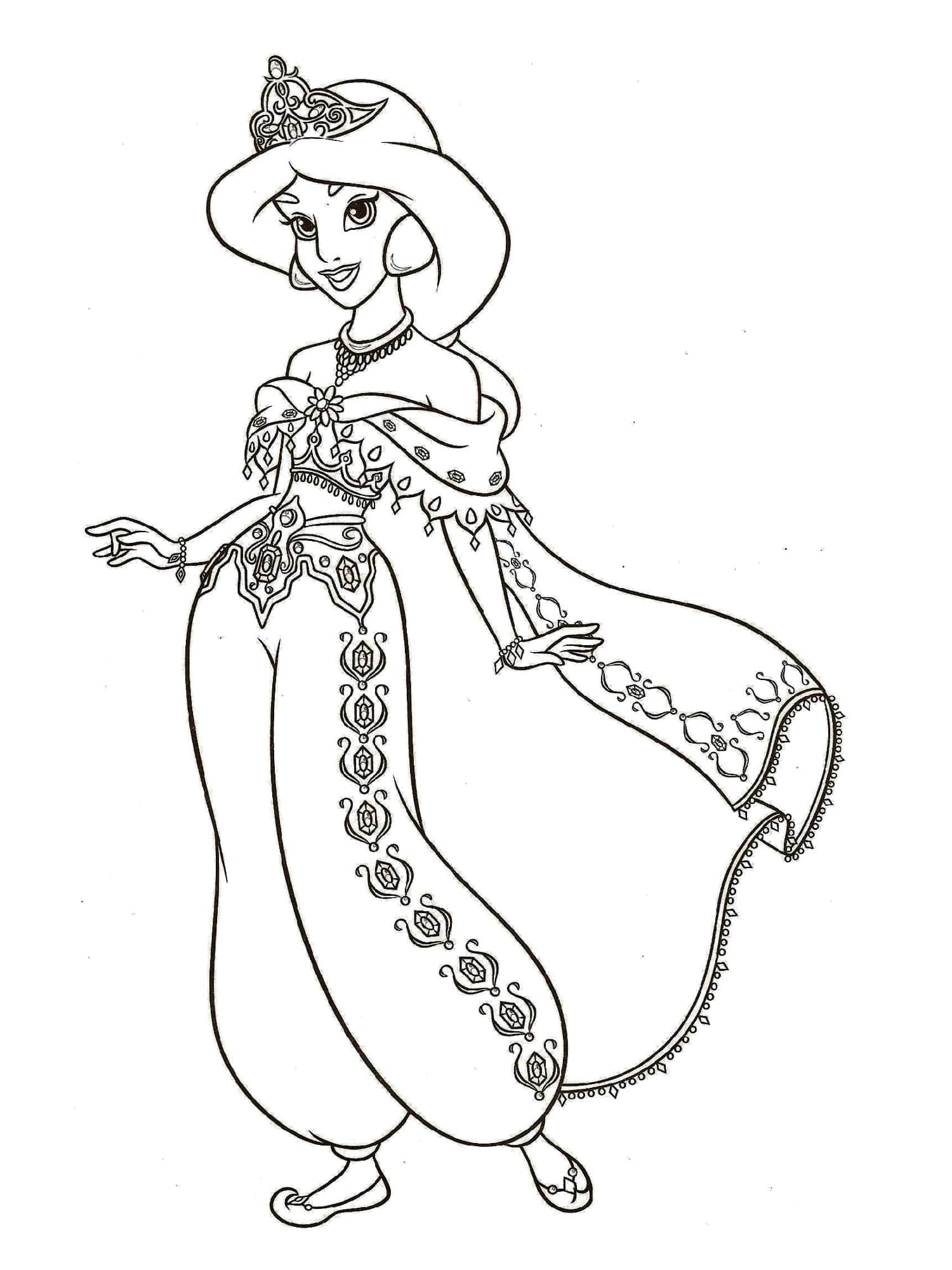 Desenho de Princesa Jasmine de Disney para Colorir e Pintar