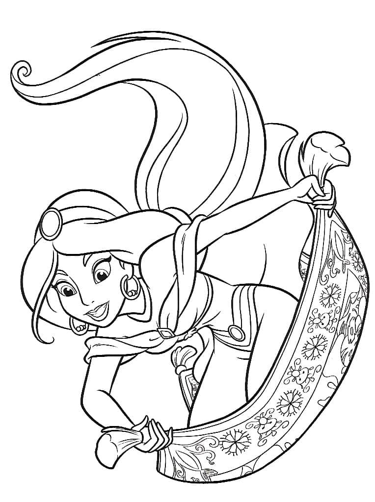 Desenho de Princesa Jasmine Disney para Colorir e Pintar