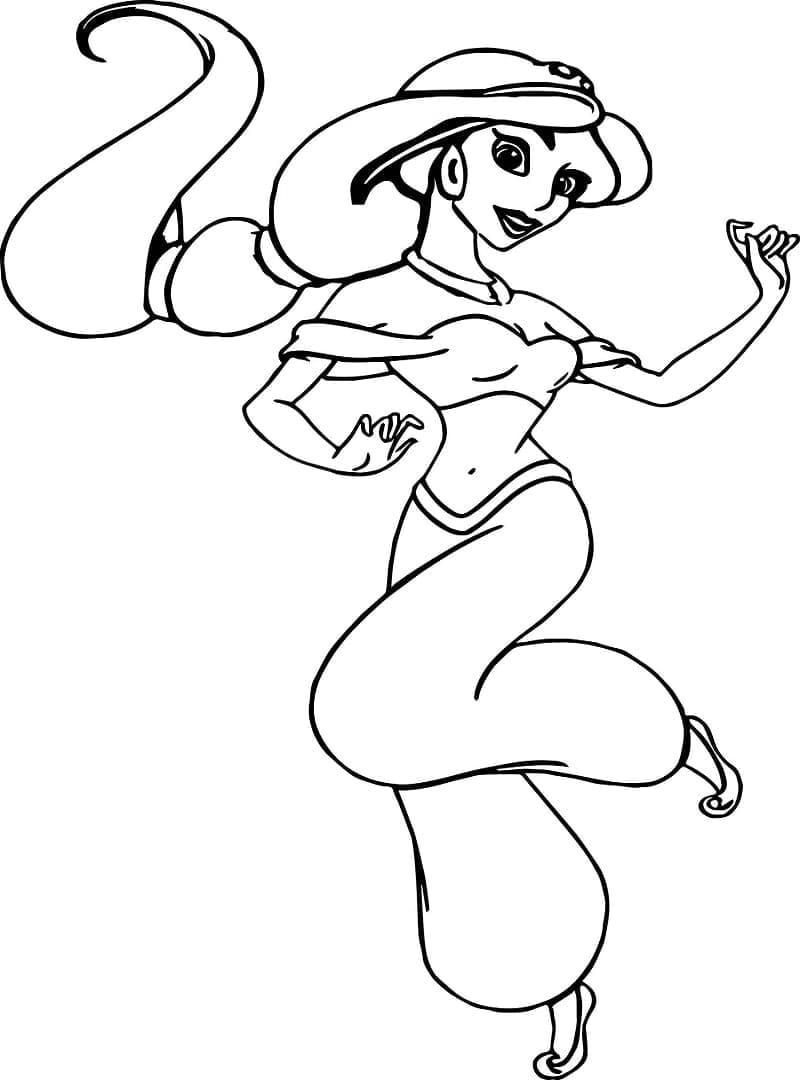 Desenho de Princesa Jasmine Fofa para Colorir e Pintar
