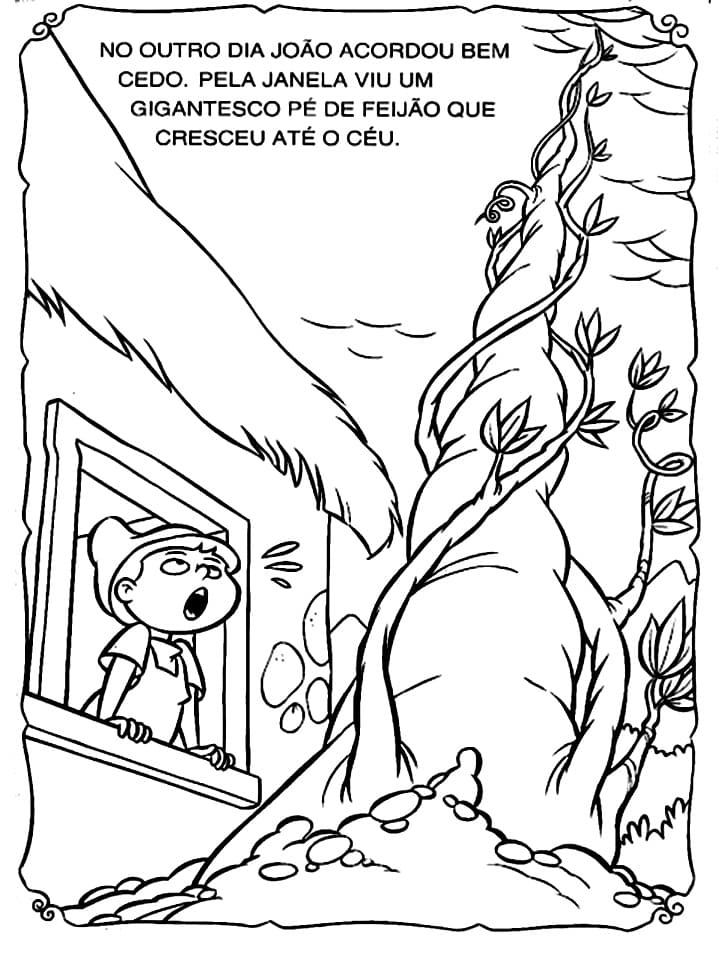 Desenho de João e o Pé de Feijão para Colorir Crianças e Pintar