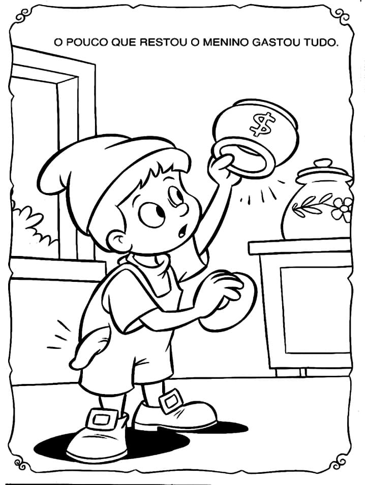 Desenho de João e o Pé de Feijão para Colorir Detalhado e Pintar