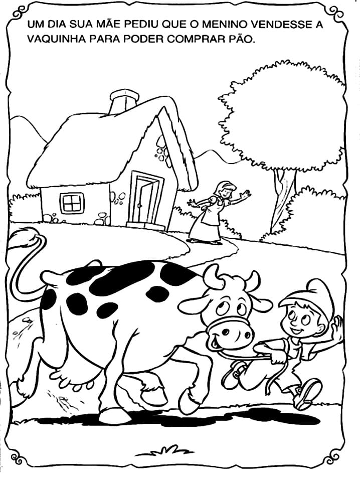 Desenho de João e o Pé de Feijão para Colorir e Imprimir e Pintar