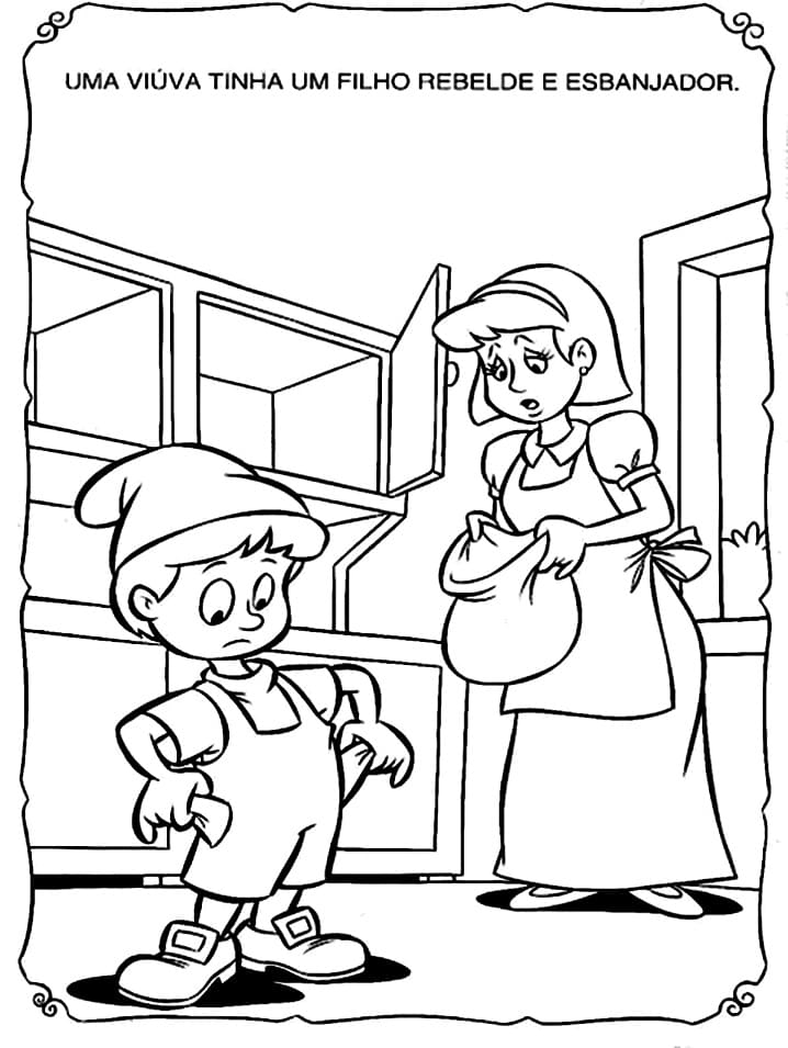 Desenho de João e o Pé de Feijão para Colorir e Pintar