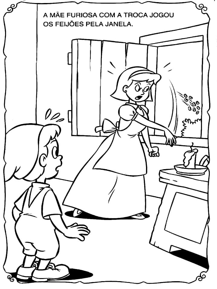 Desenho de João e o Pé de Feijão para Colorir Fácil e Pintar