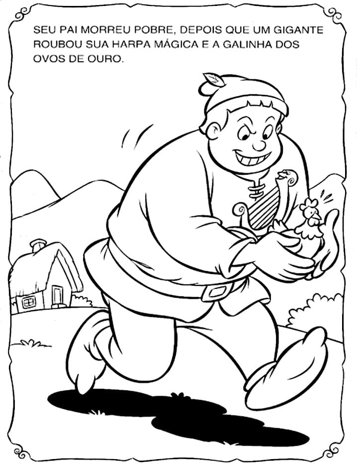 Desenho de João e o Pé de Feijão para Colorir Infantil e Pintar