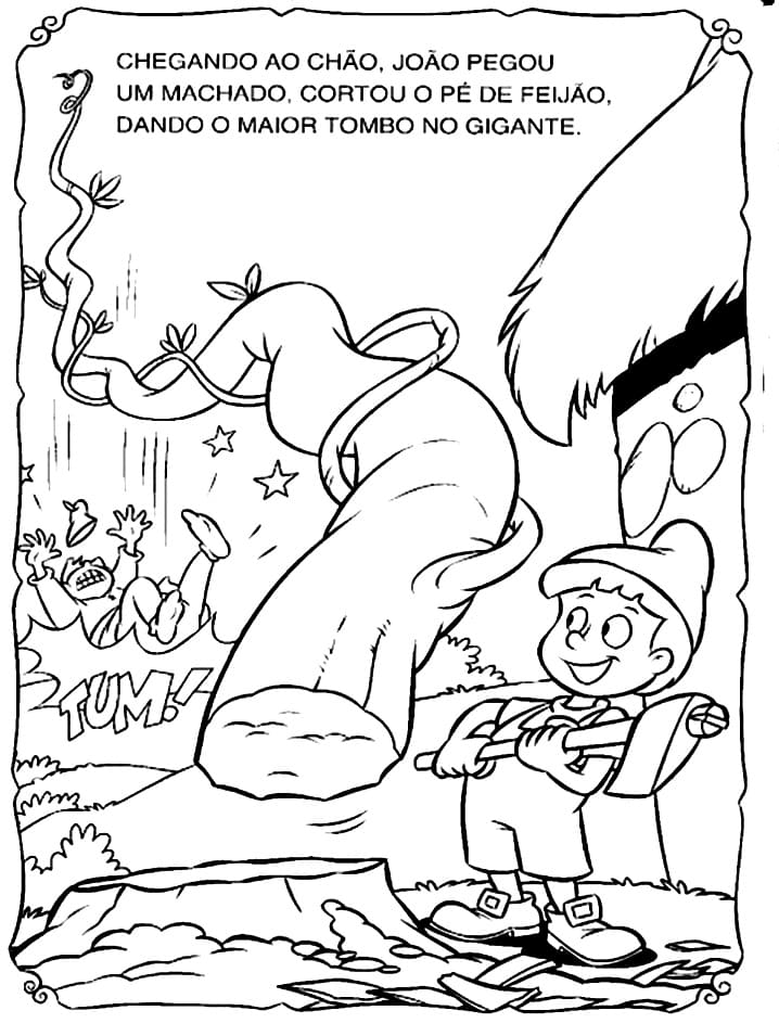Desenho de João e o Pé de Feijão para Colorir Online e Pintar