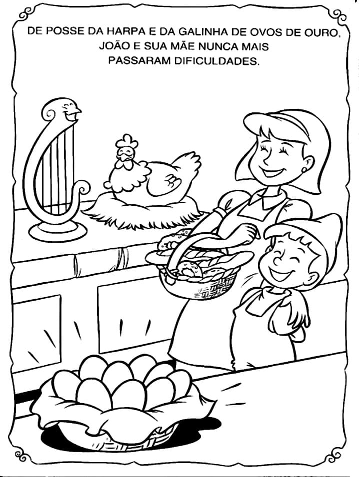 Desenho de João e o Pé de Feijão para Colorir Simples e Pintar