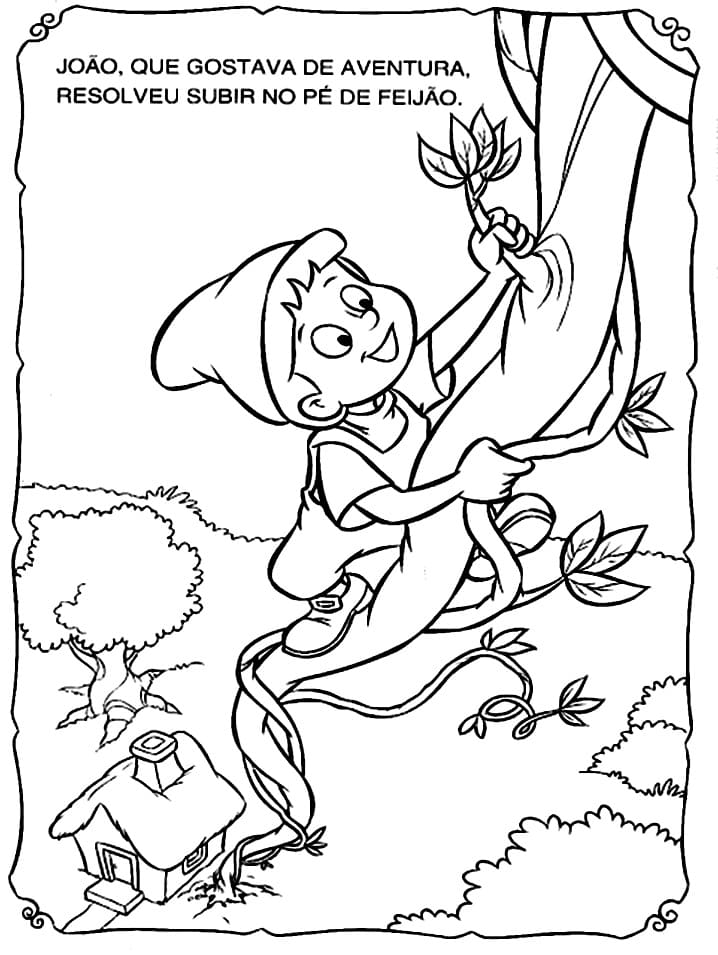 Desenho de João e o Pé de Feijão para Pintar Giz de Cera