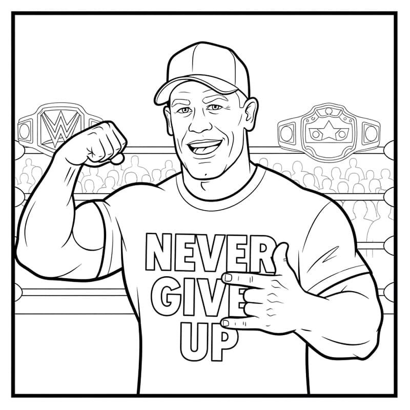 Desenho de John Cena Alegre para Colorir