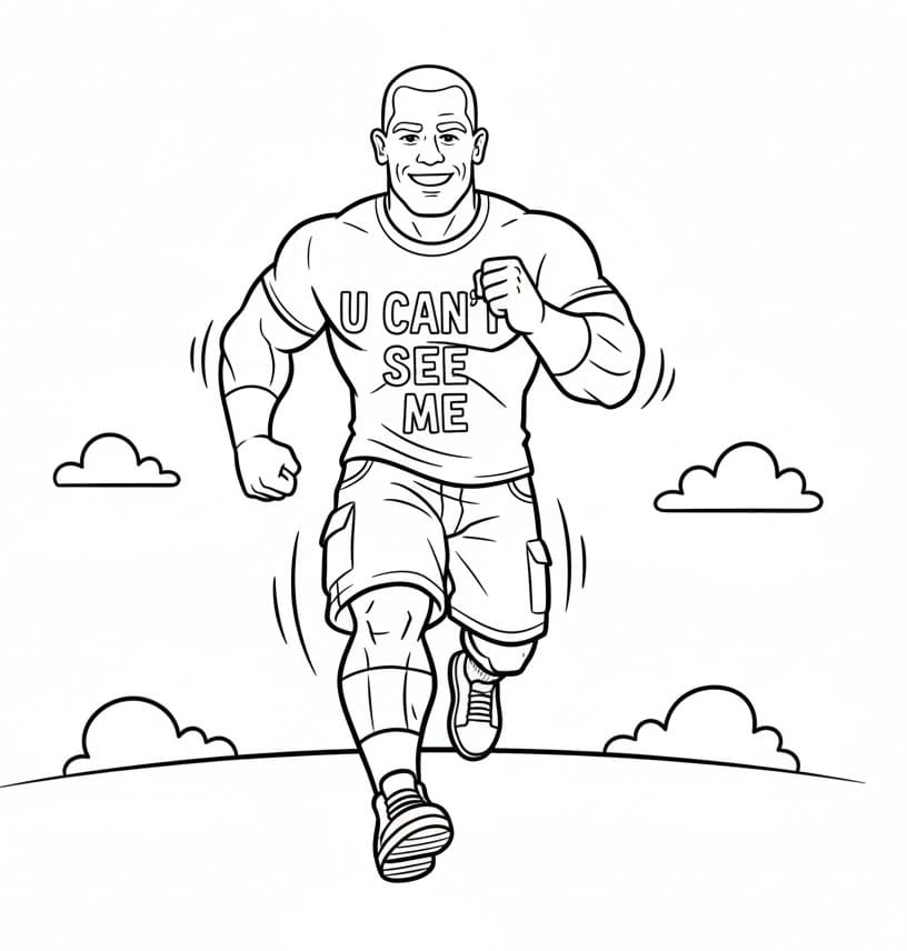 Desenho de John Cena Correndo para Colorir