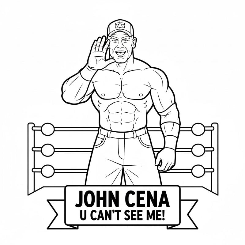Desenho de John Cena Feliz para Colorir