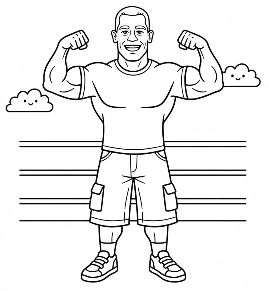 Desenho de John Cena Fofo para Colorir