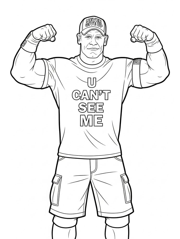 Desenho de John Cena Forte para Colorir