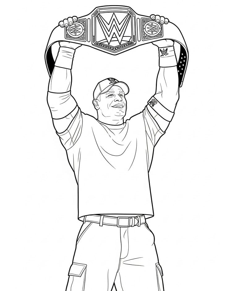 Desenho de John Cena Wwe Lutador para Colorir