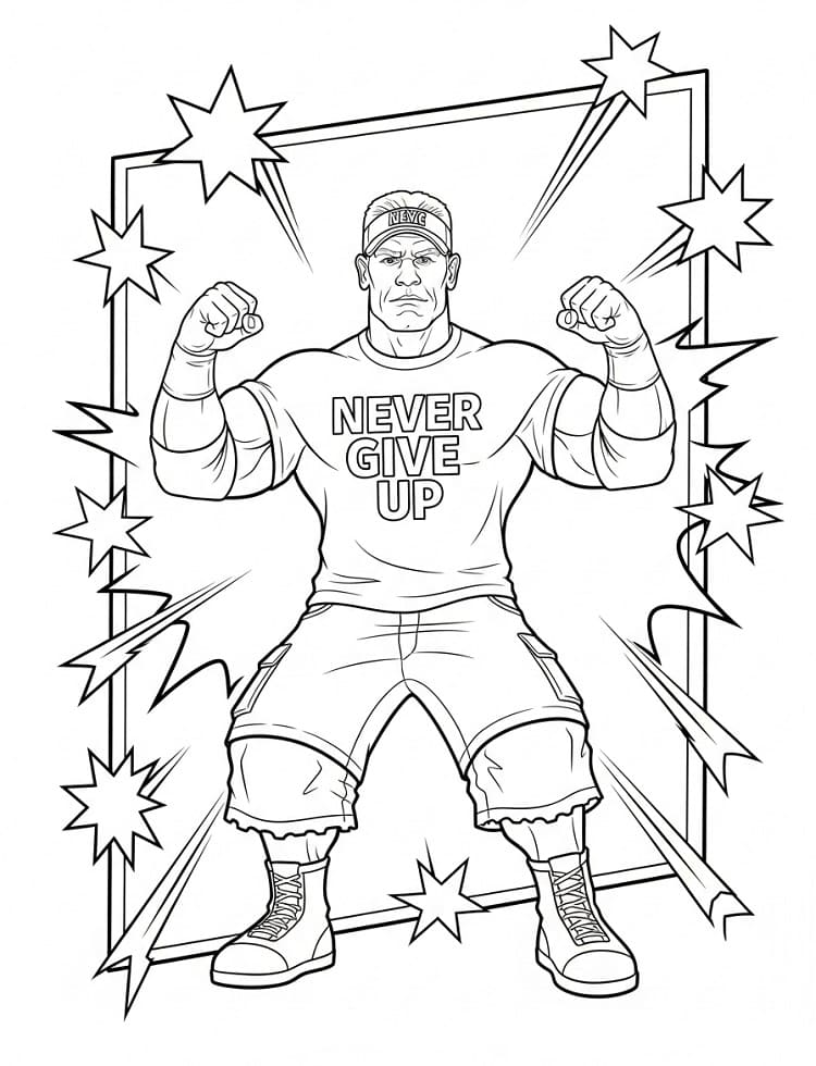 Desenho de Lutador Wwe John Cena para Colorir