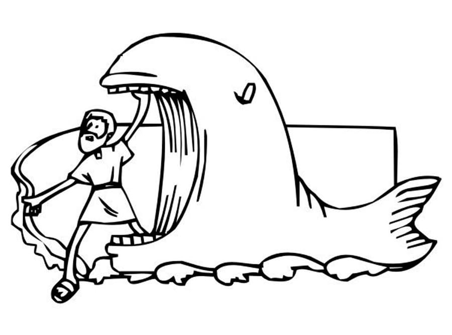 Desenho de Jonas e a Baleia Grátis para Colorir e Pintar