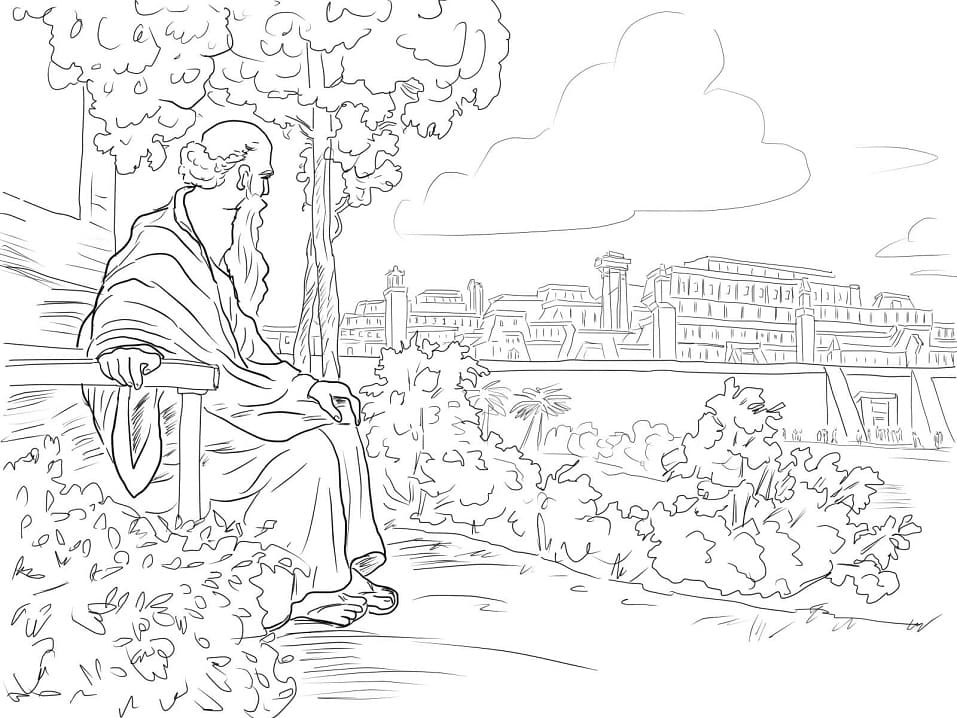 Desenho de Pintura de Jonas e a Baleia para Colorir e Pintar