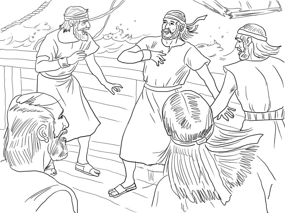 Desenho de Jonas e a Baleia Profeta para Colorir Imprimivel Download e Pintar