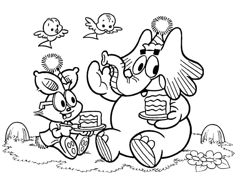 Desenho Jotalhao e Coelho Caolho para Colorir e Pintar