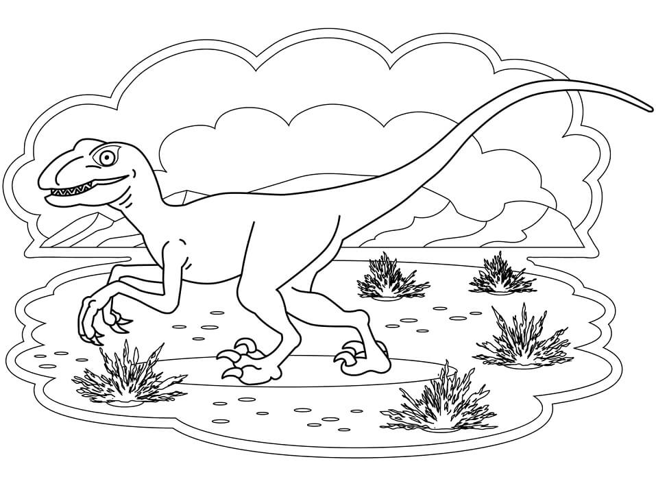 Desenho de Dinossauro Velociraptor Jurassic Park Pdf Grátis e Pintar