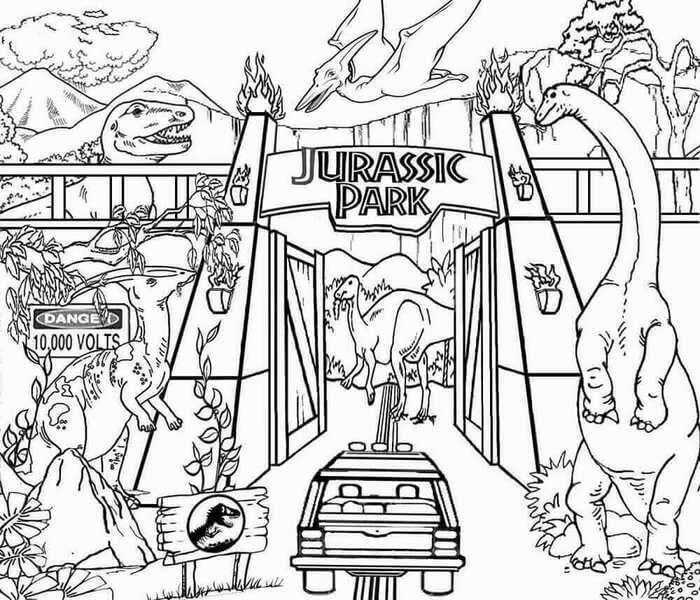 Desenho de Jurassic Park para Colorir e Pintar