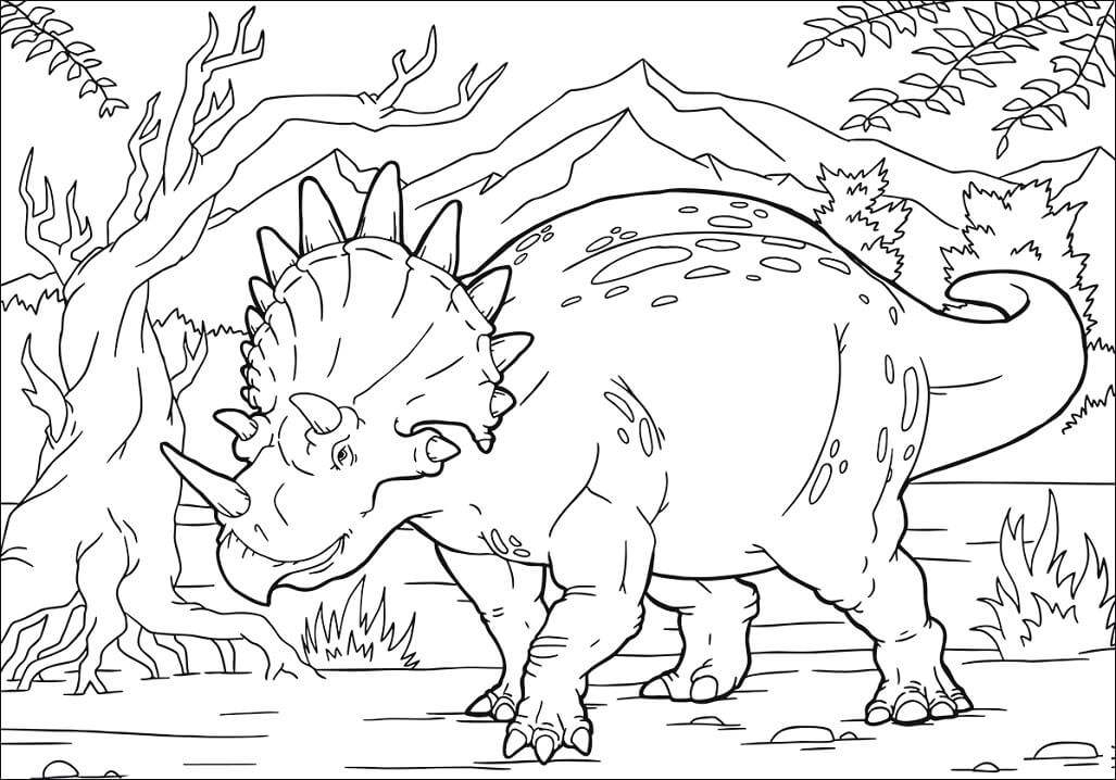 Desenho de Triceratops Jurassic Park Figuras Imprimiveis e Pintar