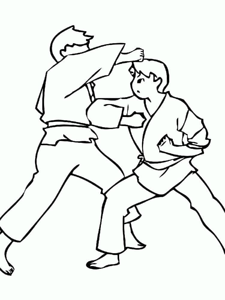 Desenho de a Luta de Karate para Colorir e Pintar