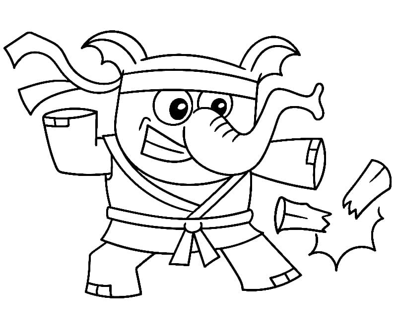 Desenho de Elefante de Karate para Colorir e Pintar