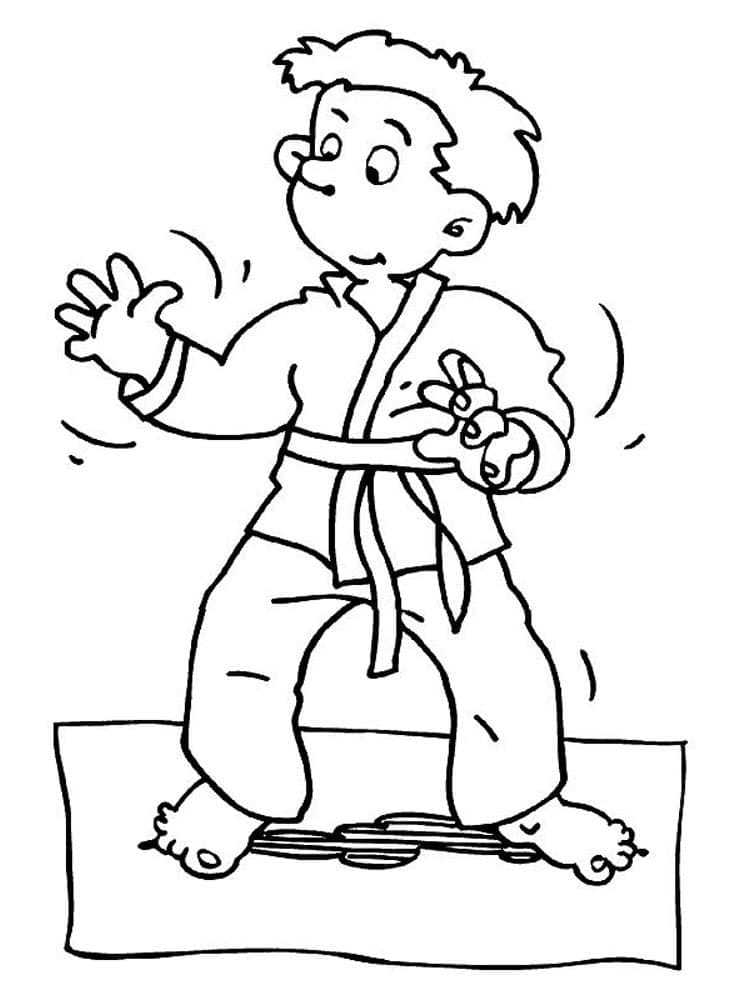 Desenho de Fazendo Karate para Colorir e Pintar