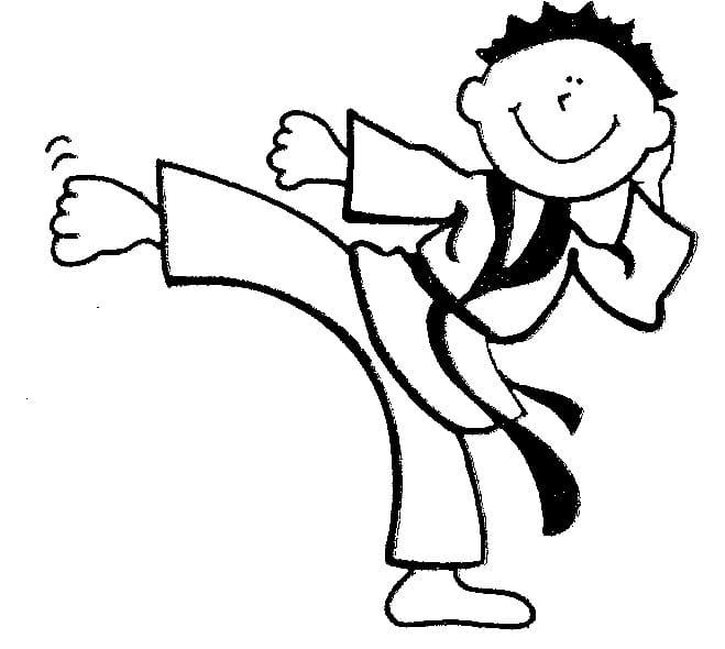 Desenho de Karate Grátis para Crianças para Colorir e Pintar