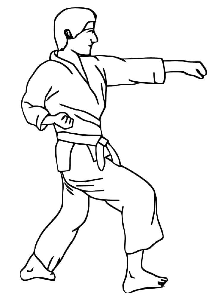 Desenho de Karate Imprimivel para Colorir e Pintar