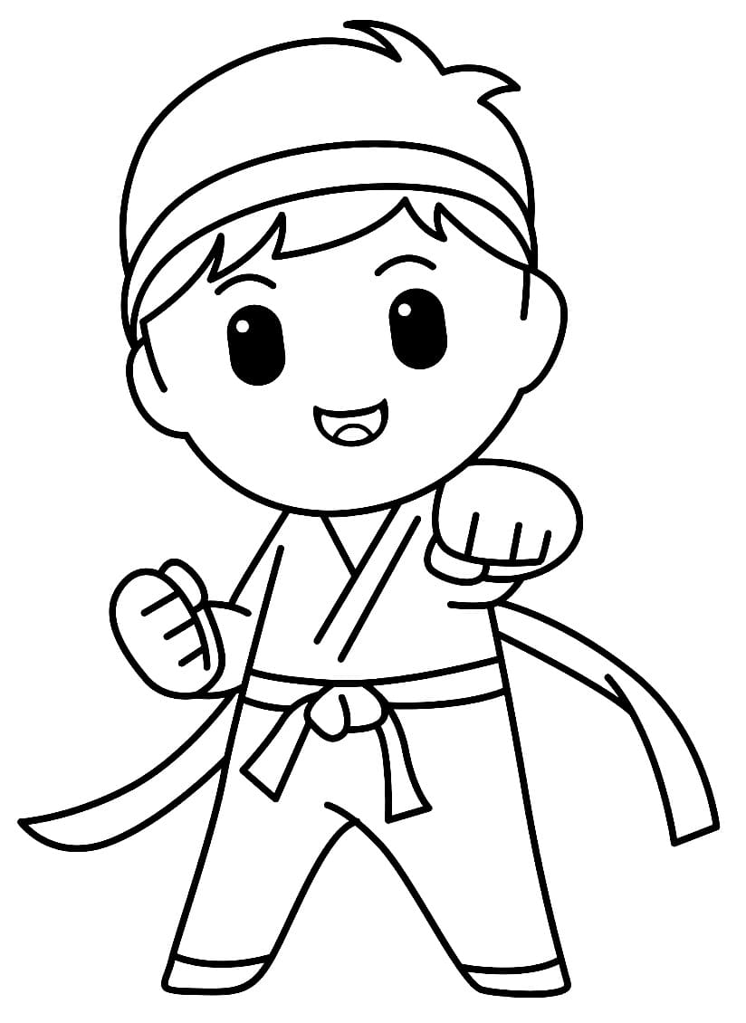 Desenho de Karate para Crianças para Colorir e Pintar